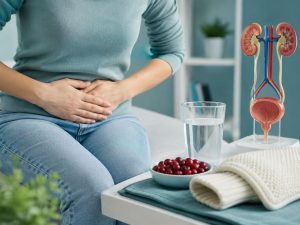 Remedios caseros para infección urinaria con agua, calor local y arándanos