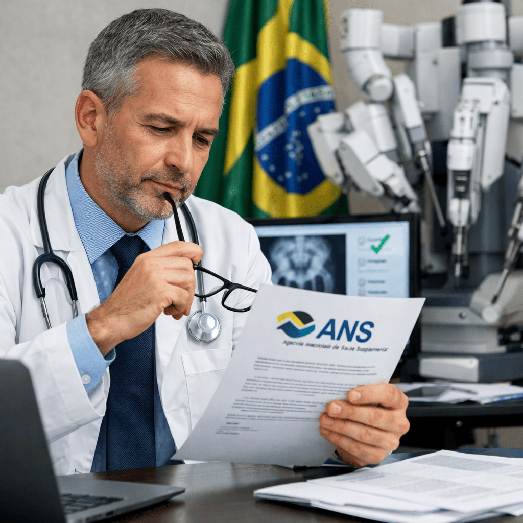Doctor analizando la aprobación de la ANS sobre cirugía robótica