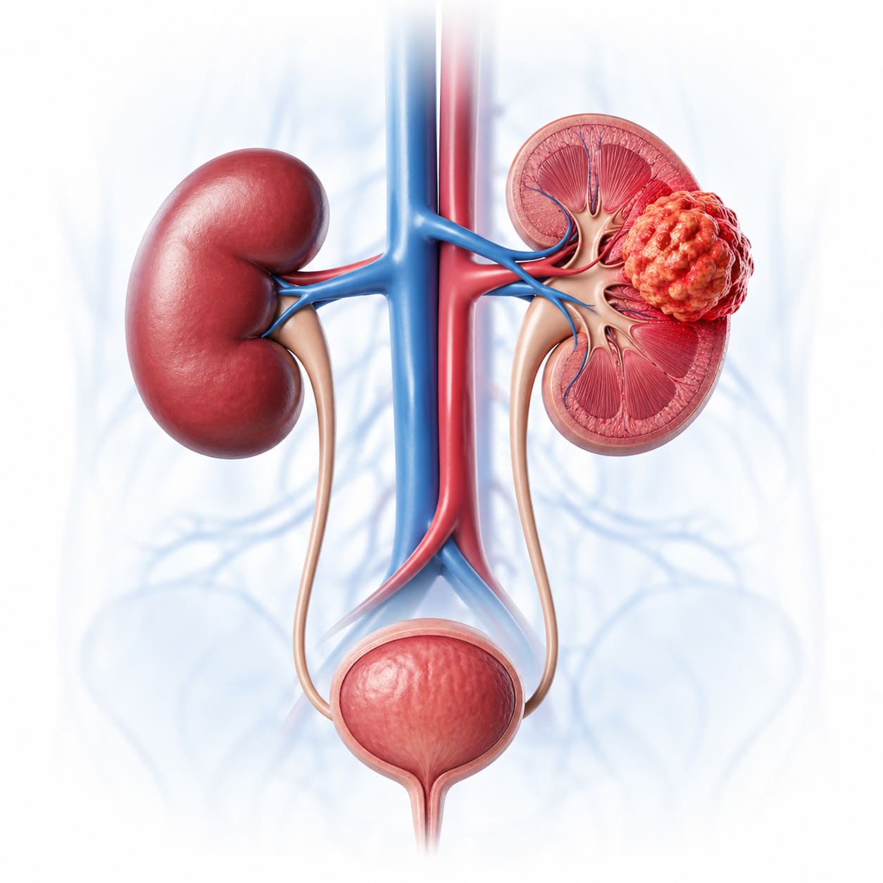 Tumor en riñón representando cáncer renal