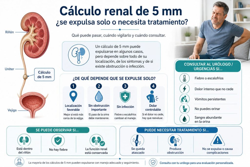 Cálculo renal de 5 mm