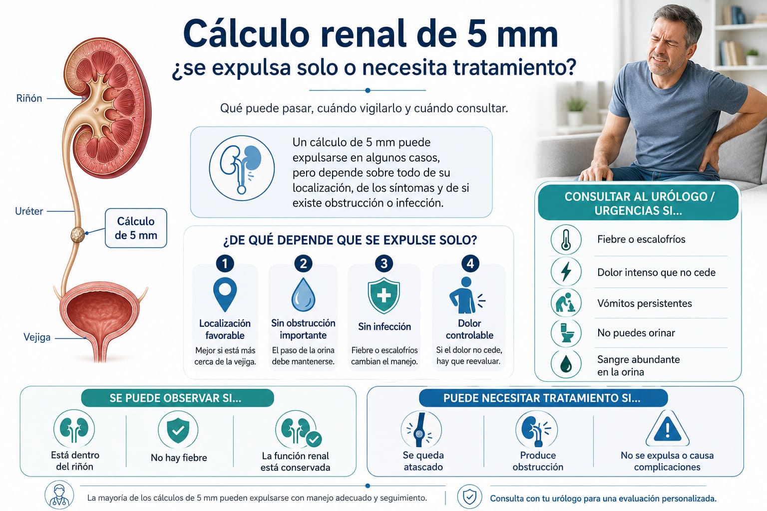 Cálculo renal de 5 mm